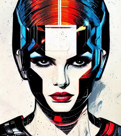 Image similar to portrait of an android, by DC comics and Sandra Chevrier