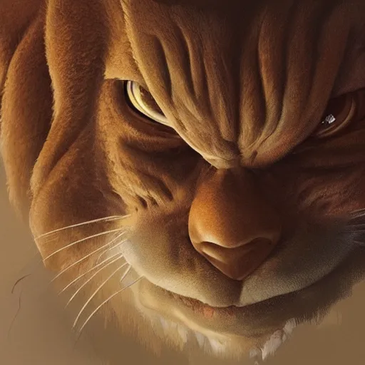 Image similar to close up of garfield realistic shaded, fine details, realistic shaded lighting poster by greg rutkowski