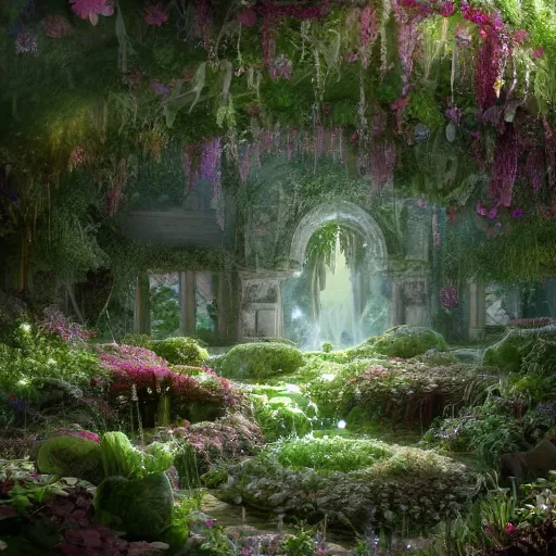 Image similar to ,inside a magical ethereal garden, highly detailed, 4k, HDR, award-winning, artstation, octane render