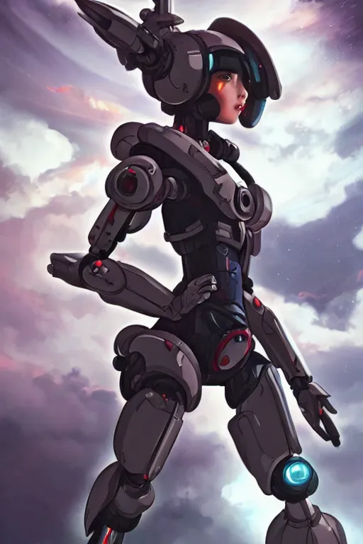 Image similar to a young attractive Asian woman piloting a mecha, in the style of Artgerm and Tom Bagshaw