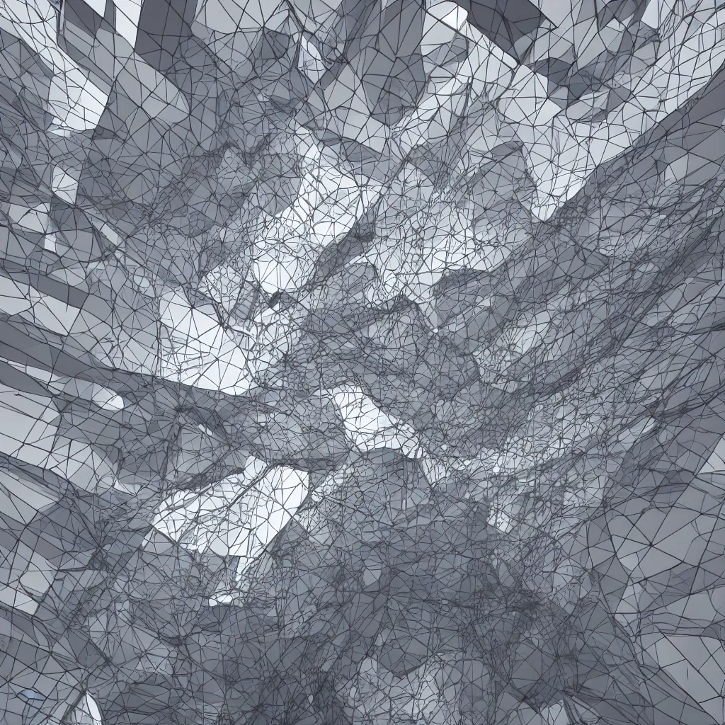 Image similar to a multi layer of forms and shapes intersecting with voids architecture render