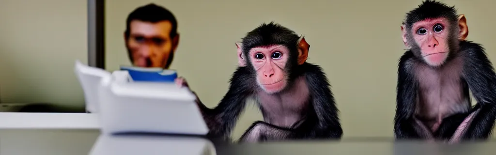 Image similar to monkeys as employees in the cubical offices