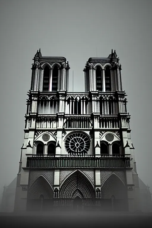 Image similar to Cathedral of Notre Dame, silent hill style, 8k resolution, octane render, volumetric lighting popular on artstation, popular on deviantart,