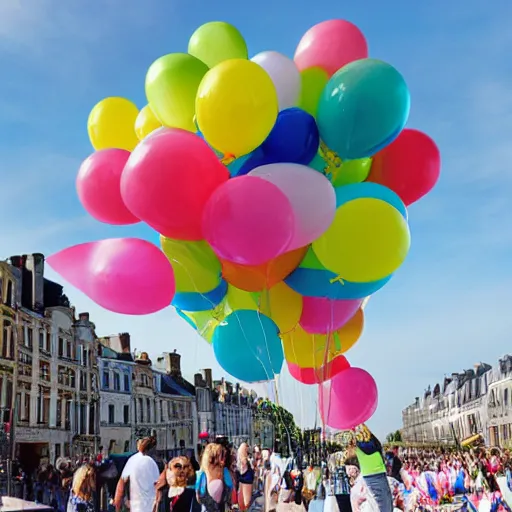 Image similar to photo of bretagne with giant birthday balloons