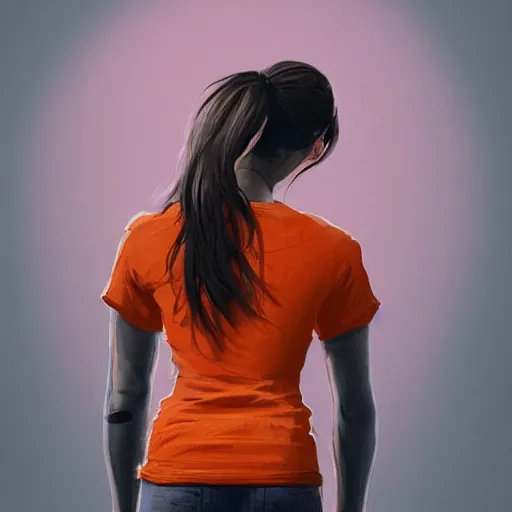 Image similar to man in orange t - shirt hugging from behind girl, vivid colors, character sheet, fine details, concept design, contrast, kim jung gi, greg rutkowski, trending on artstation, 8 k, full body, turnaround, front view, back view, ultra wide angle