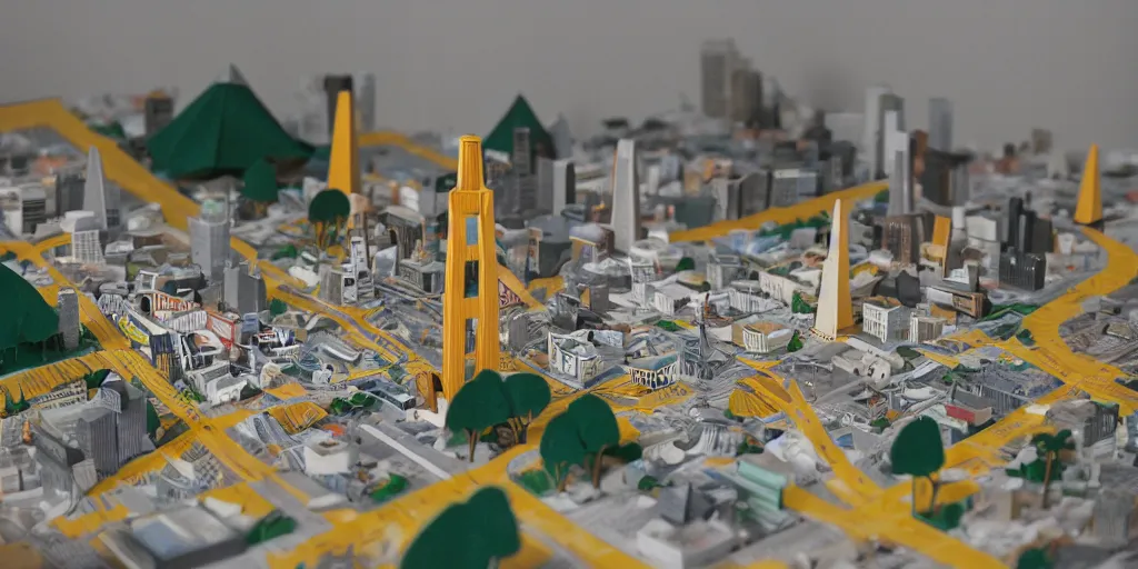 Image similar to paper craft diorama of the city of San Francisco origami