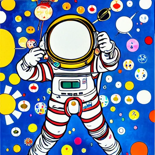 Image similar to astronaut painting by takashi murakami