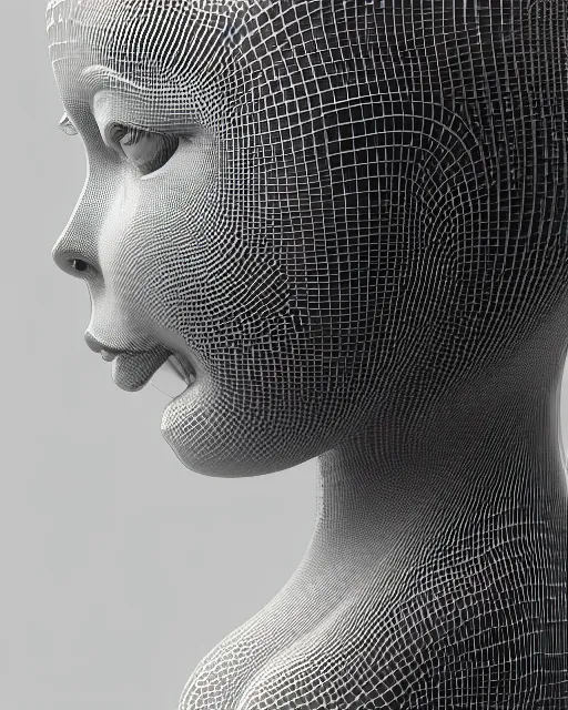 Prompt: mythical dreamy black and white organic translucent bio-mechanical spinal ribbed profile face portrait detail of mechanical beautiful female angelic-human-queen-realistic-doll-cyborg, highly detailed, intricate crystal jelly steampunk ornate, poetic, 3D render, digital art, octane render, 8K artistic photography, photo-realistic, by Dora Maar