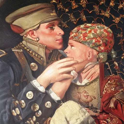 Prompt: all is fair in love and war, historical oil painting, highly intricate