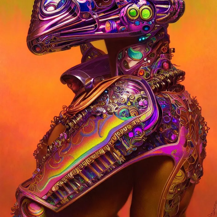 Image similar to bright psychedelic animal cyborg in ancient, diffuse lighting, fantasy, intricate, elegant, highly detailed, lifelike, photorealistic, digital painting, artstation, illustration, concept art, smooth, sharp focus, art by John Collier and Albert Aublet and Krenz Cushart and Artem Demura and Alphonse Mucha