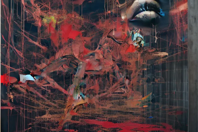 Image similar to the physical impossibility of death, in a brutalist designed space ship, gothic, rich deep colours, painted by francis bacon, adrian ghenie, james jean and petra cortright, part by gerhard richter, part by takato yamamoto. 8 k masterpiece