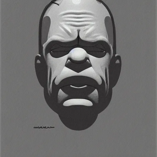 Prompt: A Homer Simpson portrait, in the style of Craig Mullins, symmetrical, dark, moody, age of empire, hyper-representational, ultra detailed