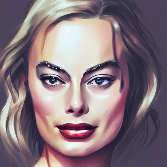 Image similar to portrait of Margot Robbie, Pixiv style, detailed,