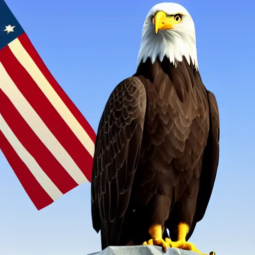 Prompt: a bald eagle, patriotic, highly detailed, unreal engine