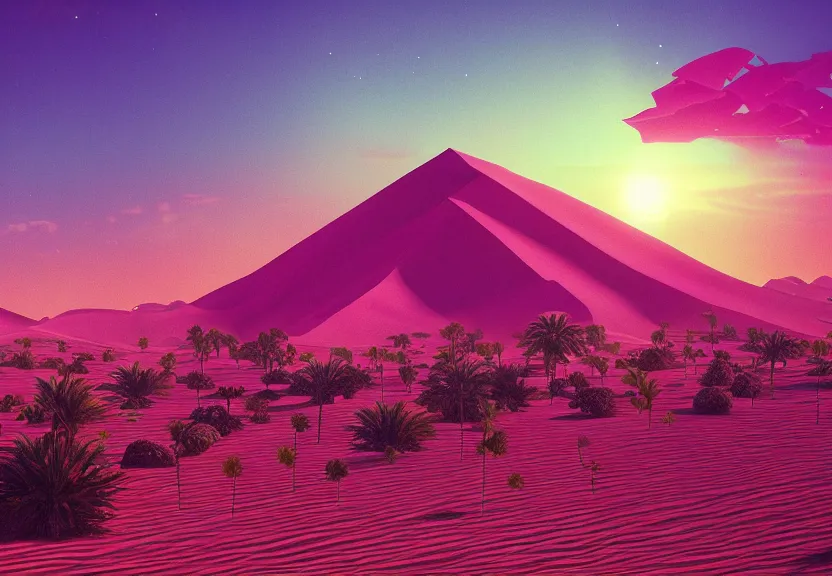 Image similar to a synthwave desert