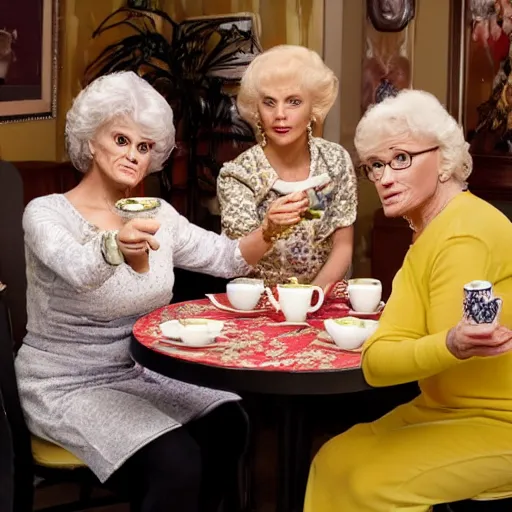 Prompt: john cena having tea with the golden girls, realistic photography, face detailed, high detailed