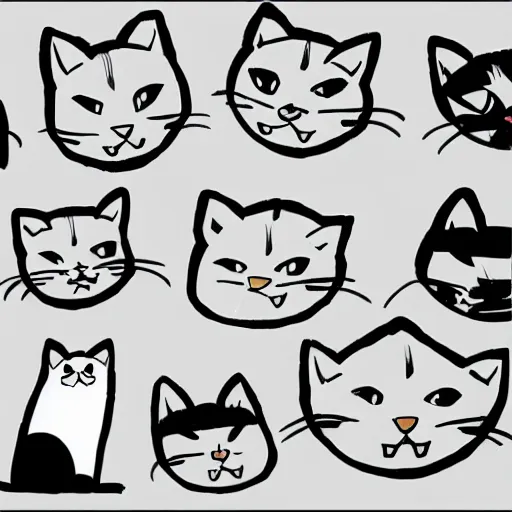 Image similar to references for line drawing of a cartoon cat