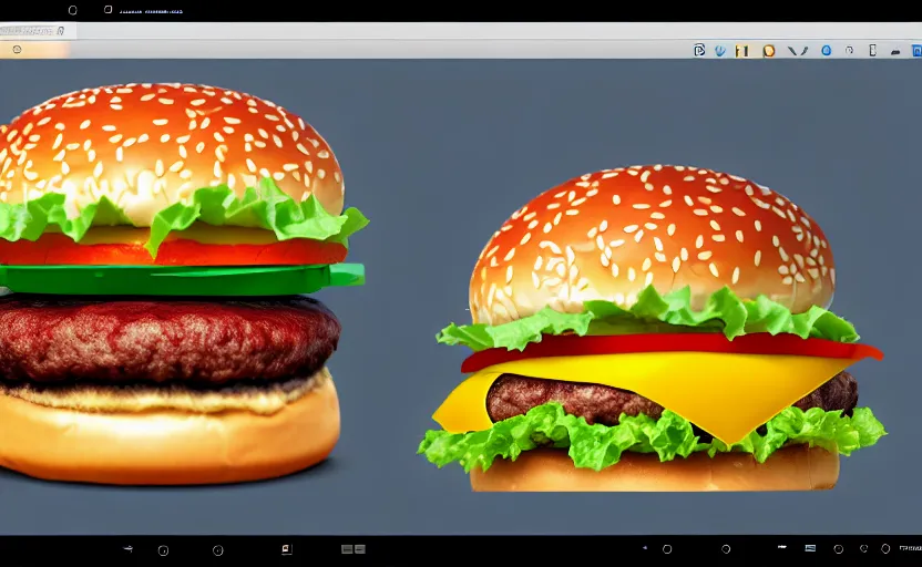Image similar to gentoo window manager with a hamburger theme, screenshot dos