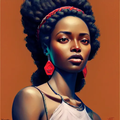 Prompt: beautiful ethiopian woman, extremely detailed, sharp focus, wide view, full body shot, smooth, digital illustration, by, james jean, by rossdraws, frank franzzeta, sakimichan, jeremy lipking