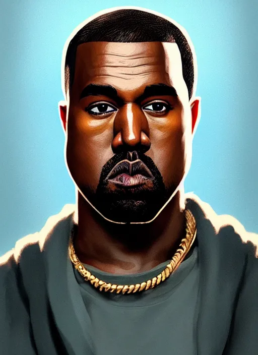 Image similar to highly detailed portrait kanye west posing! gta v stephen bliss unreal engine fantasy art by greg rutkowski loish rhads ferdinand knab makoto shinkai lois van baarle ilya kuvshinov rossdraws tom bagshaw global illumination radiant light detailed intricate environment