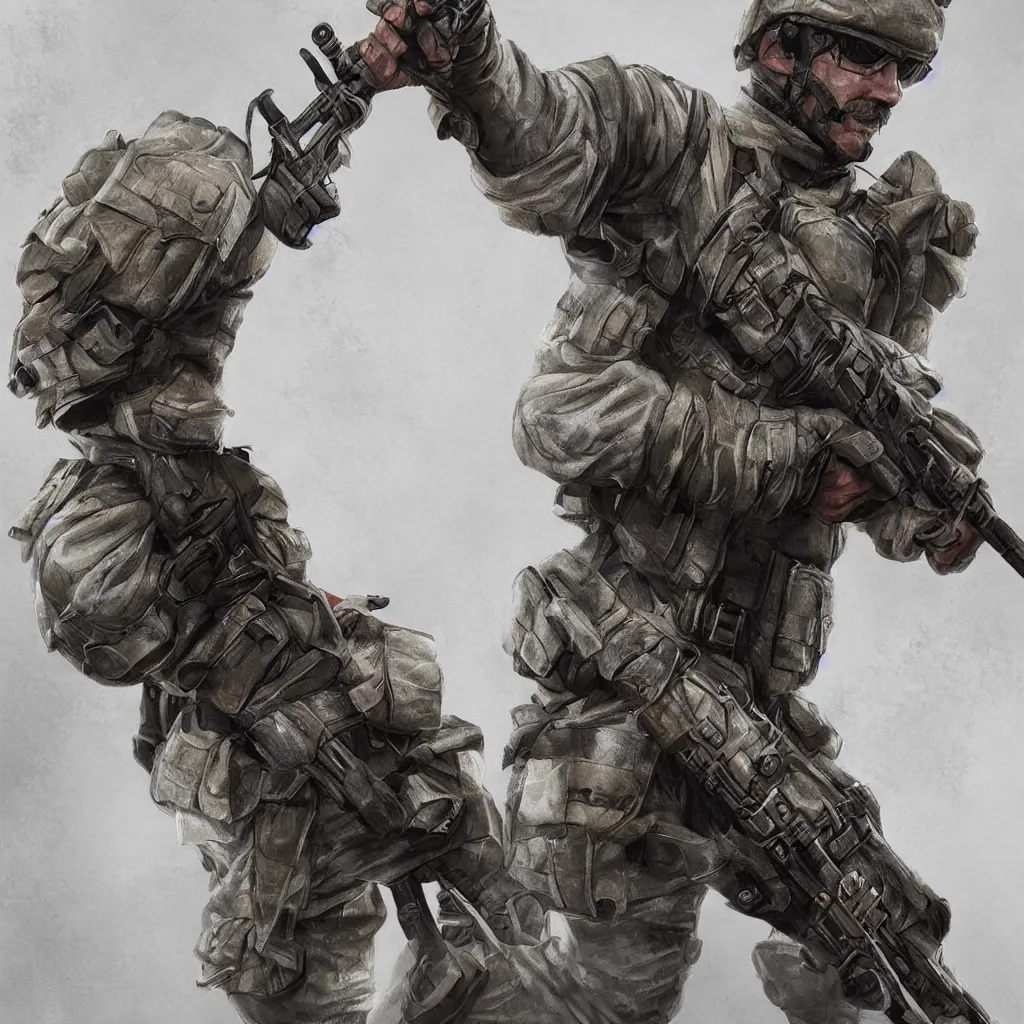 Prompt: the coolest soldier with a bow, trending on artstation, highly detailed, photorealistic