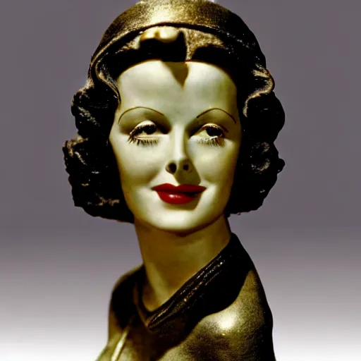 Prompt: antique sculpture of hedy lamarr, she is smiling