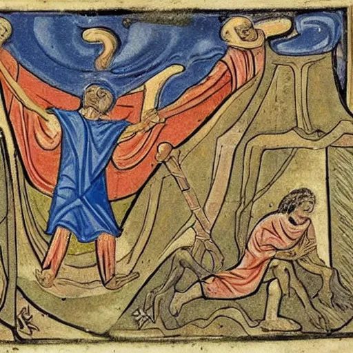 Image similar to a description of hell, painted by winchester psalter.