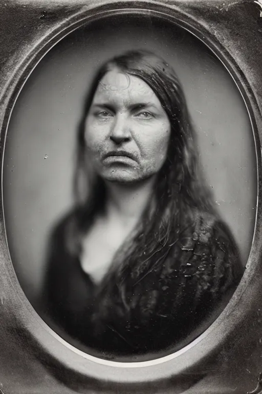 Prompt: a wet plate photograph, portrait of a sasquash