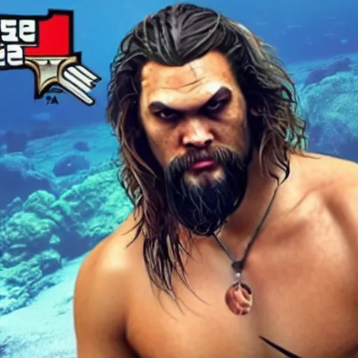 Image similar to jason momoa underwater, grand theft auto 5 gameplay