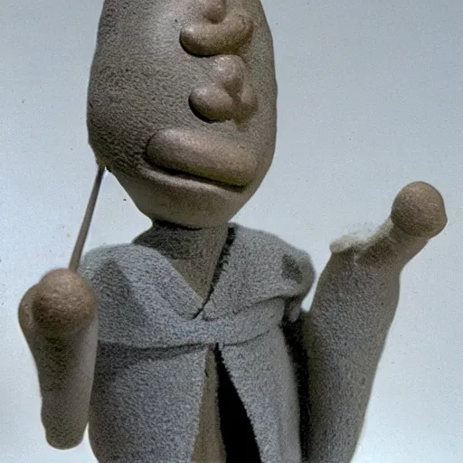 Image similar to a claymation film still of anthropomorphe statuette / bresil / collection / jeu et jouet / claymation by bruce bickford / 6 0 s