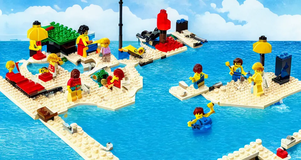 Image similar to lego beach scene