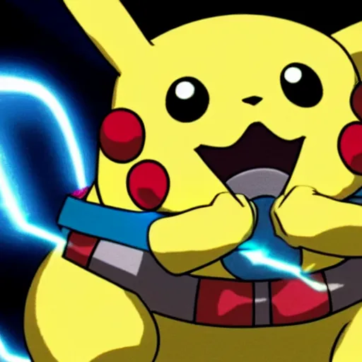 Image similar to pikachu using thunderbolt on blastoise