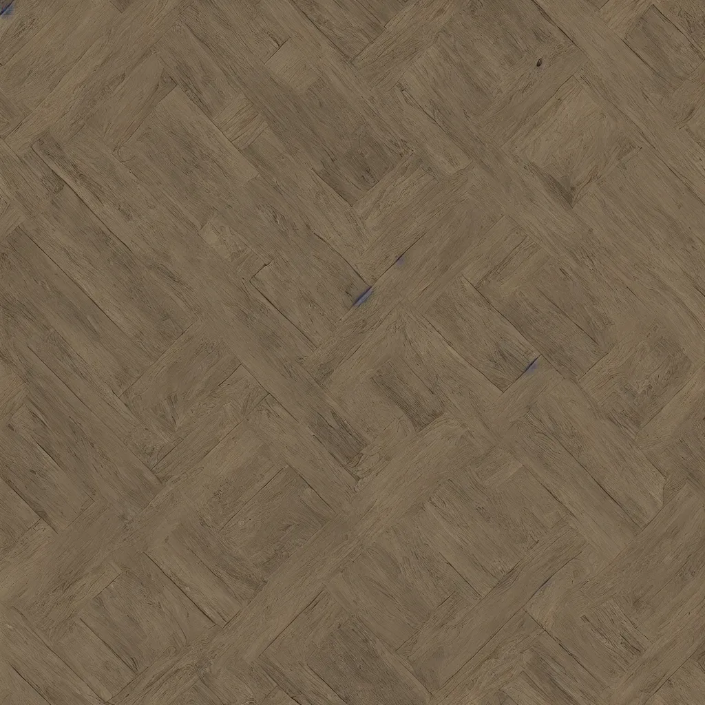 Prompt: 4K old and dusty tiled wood floor with scratches and bumps seamless texture. High quality PBR material.