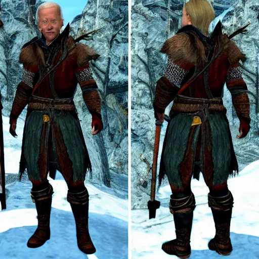 Prompt: joe biden as a skyrim npc