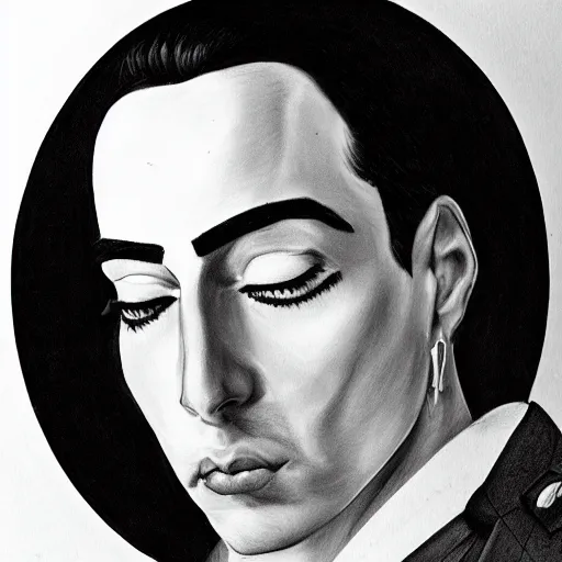 Image similar to pencil illustration of Cristobal balenciaga