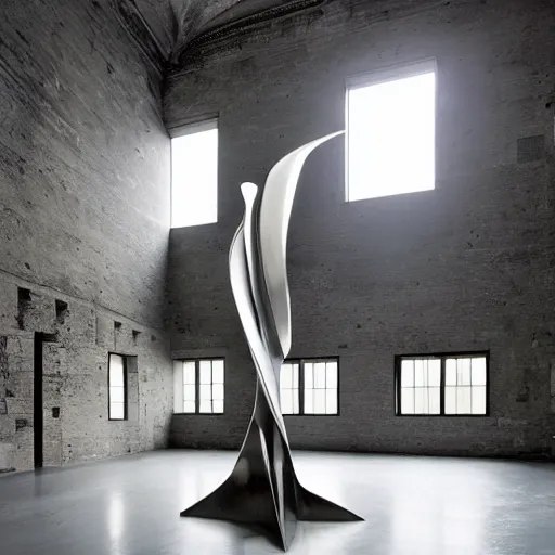 Image similar to giant Italian modern castle living room, clean minimalist design, that is 1300 feet tall, a series of modern stainless steel organic shaped modern sculptures with mirror finish by John Chamberlain, photo by Annie Leibovitz