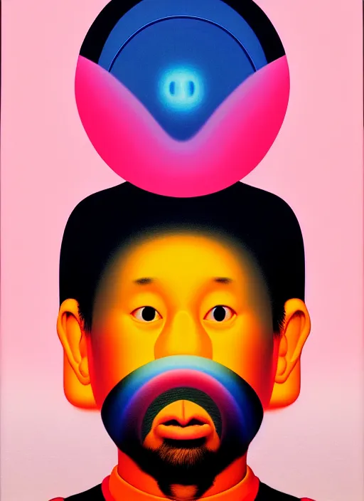Prompt: self portrait by shusei nagaoka, kaws, david rudnick, pastell colours, airbrush on canvas, cell shaded, 8 k