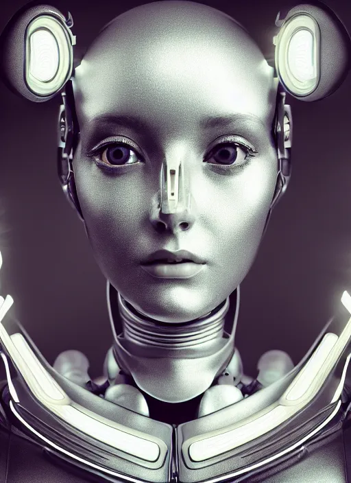 Image similar to a beautiful young female futuristic robot profile face photo, daguerrotype, closeup - view, f / 2. 8, low contrast, 1 6 k, beautiful lighting, reflective, insanely detailed and intricate, hypermaximalist, elegant, ornate, hyper realistic, super detailed, surreal dreamy poetic