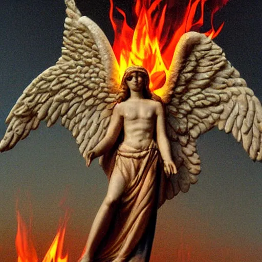 Prompt: the biblically accurate angel made of fire photograph