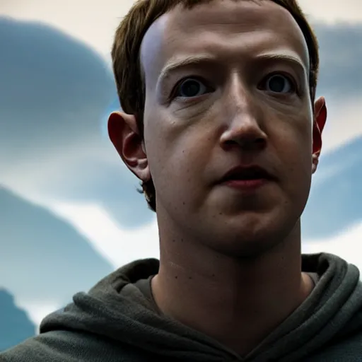 Image similar to Mark Zuckerberg in Avatar the Last Airbender, movie still, EOS-1D, f/1.4, ISO 200, 1/160s, 8K, RAW, unedited, symmetrical balance, in-frame, Photoshop, Nvidia, Topaz AI