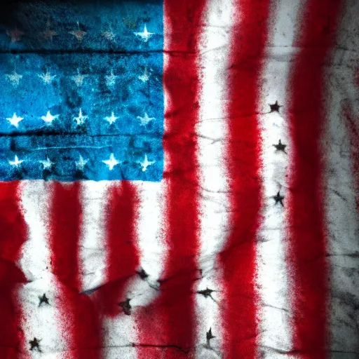 Prompt: the American flag, dusty and ripped off, photorealistic, 4k, award-winning