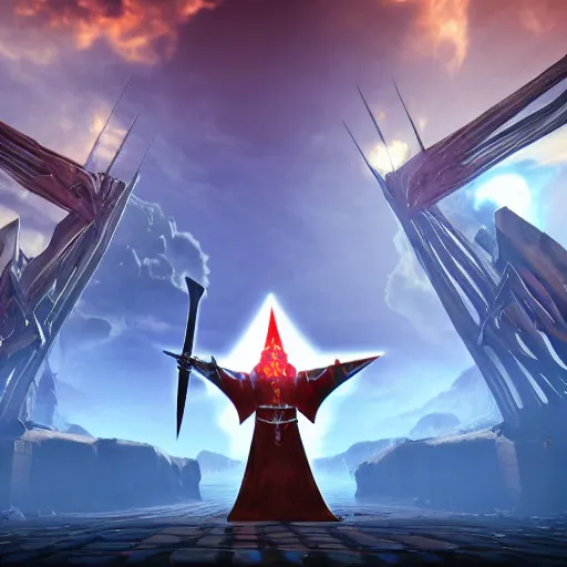 Image similar to full shot of a symmetrical game - icon of giant medieval swords crossed, red powerful fantasy epic legends, game icon stylized, digital illustration radiating, a glowing aura, global illumination, ray tracing, 8 k high definition, intricate details, octane render, unreal engine, trending on arstation