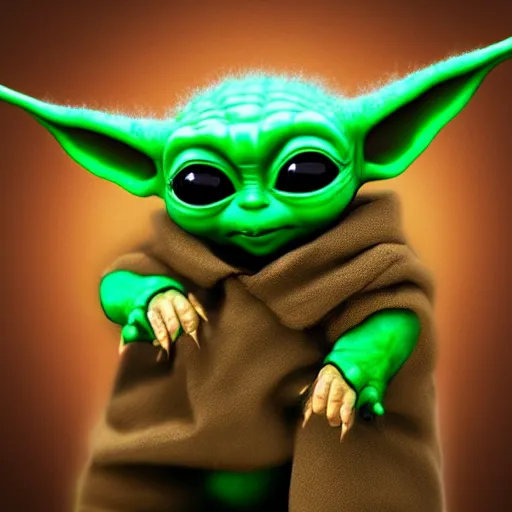 Prompt: baby yoda holding a large black box, award winning, trending on artstation, unreal engine