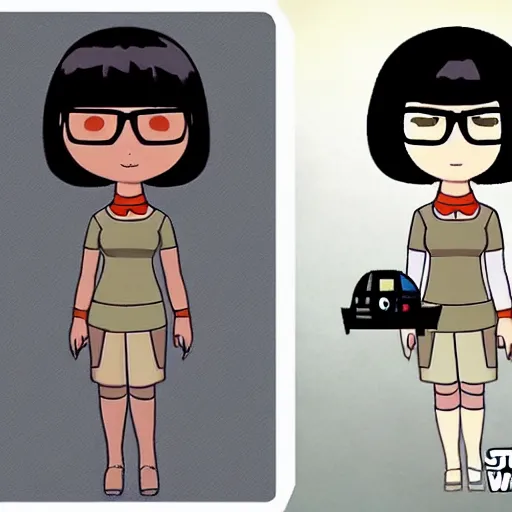 Prompt: Tina Belcher in the style of Star Wars: The Clone Wars (2008)