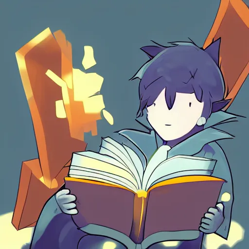 Image similar to niko oneshot reading a book, digital art #OneshotGame