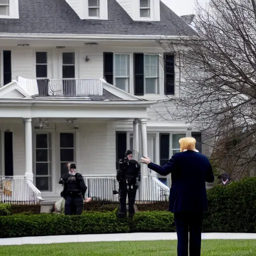 Image similar to Trump watching the FBI raid his house, photo, detailed, 4k