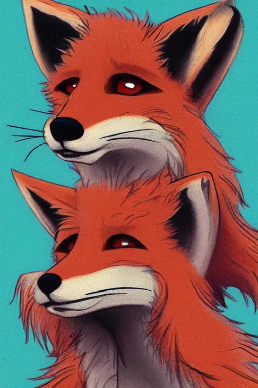 Image similar to a fox fursona, trending on furaffinity, by don bluth, furry art, digital art