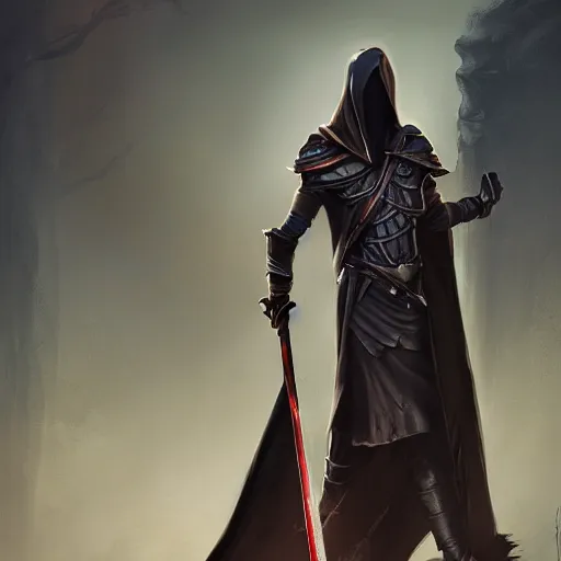 Prompt: concept art, warrior main character, holding a scythe, with a grim reaper like cloak, fantasy, in the style of charles sillem lidderdale and magali villeneuve, dark fantasy, 8k, high resolution, detailed, 5