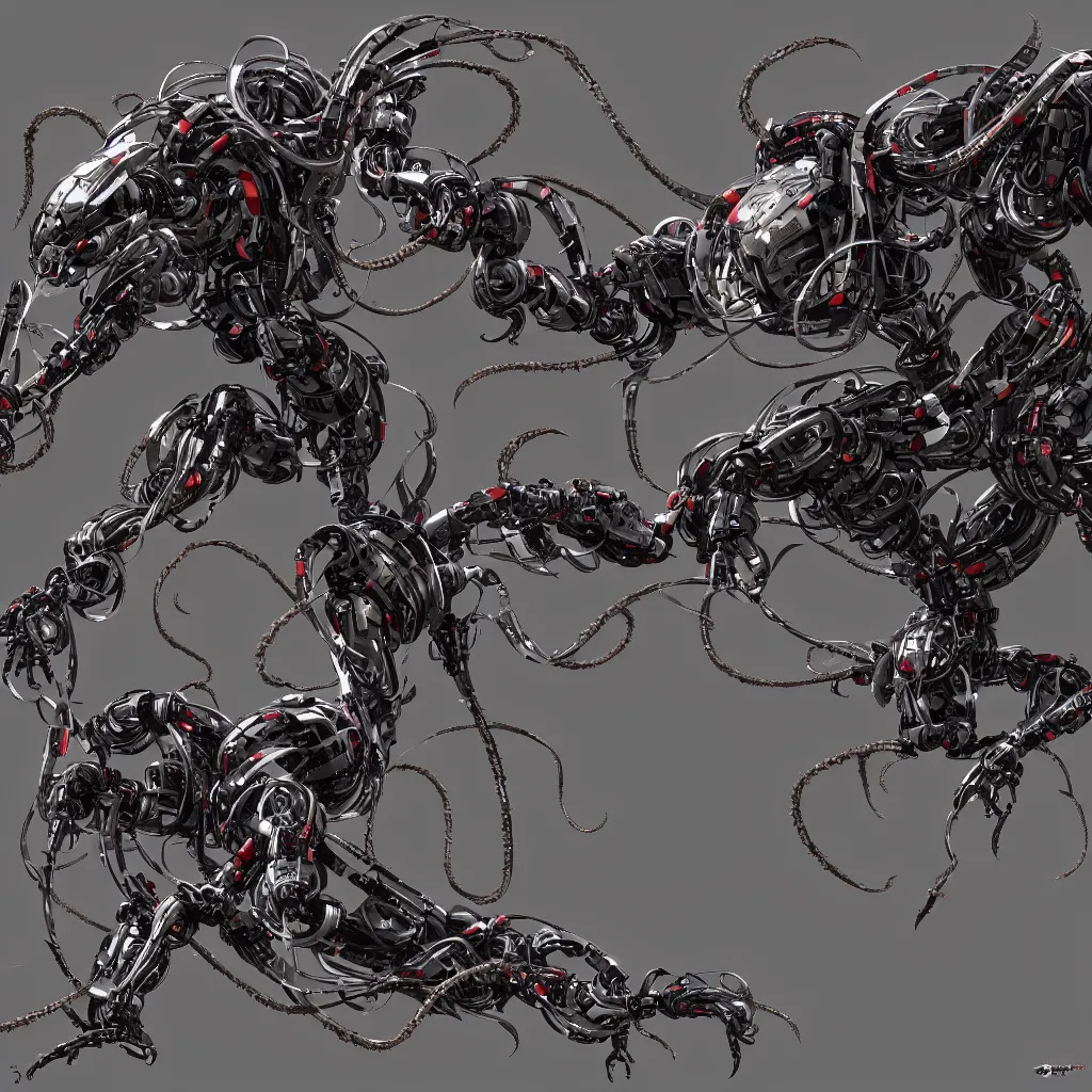 Prompt: concept art of robotic Venom, 8K resolution, detailed,