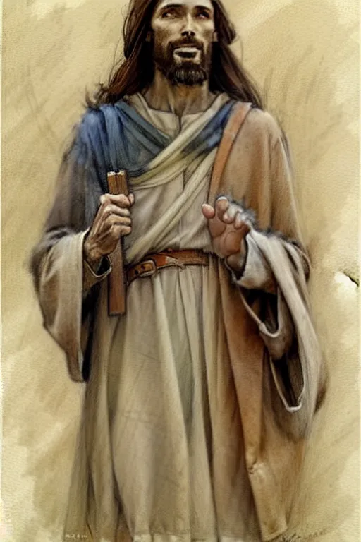 Image similar to (((((1950s jesus and the apostles . muted colors.))))) by Jean-Baptiste Monge !!!!!!!!!!!!!!!!!!!!!!!!!!!